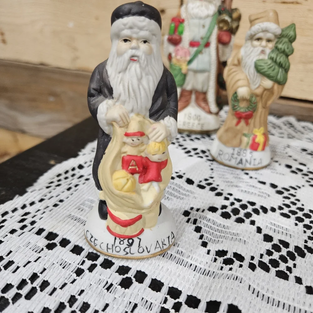 Hand-Painted Multicolor International Santa Figurine Set of 6